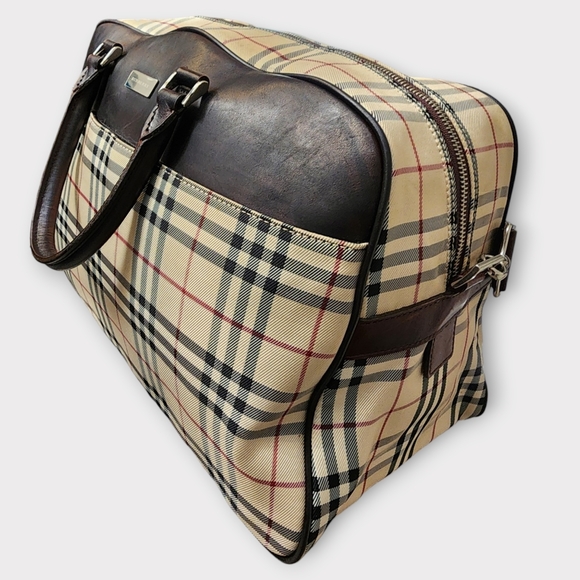 BURBERRY House Check Travel Bag w/Strap, Brown - Picture 3 of 16